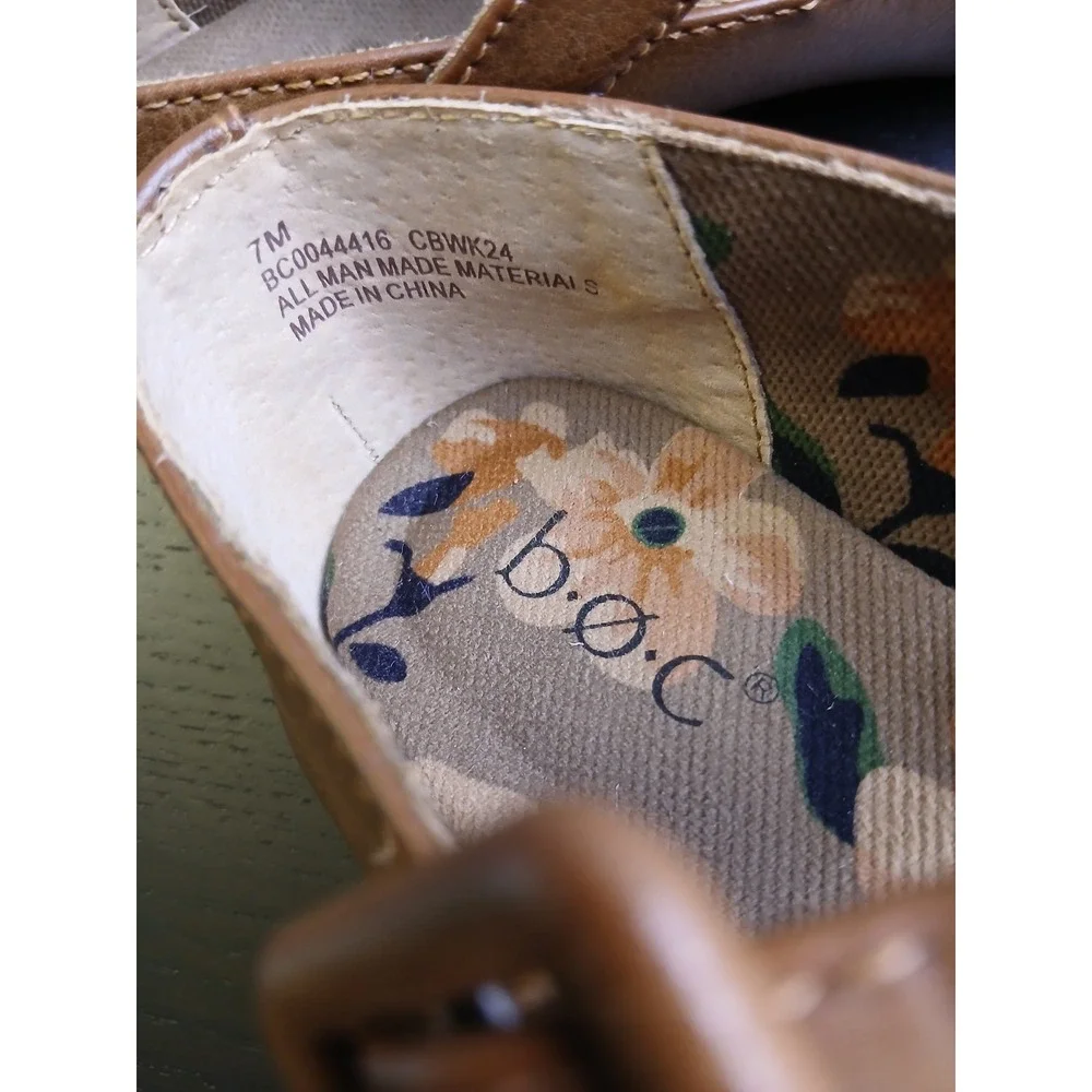 b.o.c. Women Tan Brown Crisscross Mary Jane Flats Square Toe BC0044416 Size 7M